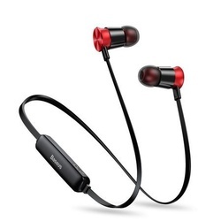 Casti telefon cu prindere magnetica , in ear cu bluetooth 4.1 , Baseus Encok Sports S07 , negru-rosu