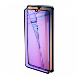 Folie din sticla full screen 3D curbata cu margini moi, filtru lumina albastra, Baseus, pentru Xiaomi Mi 9, 0.3 mm, negru