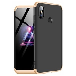 Husa 360° Matte Full Protection Gema Mixt pentru Xiaomi Redmi Note 6 Pro (fata + spate ) , negru-auriu