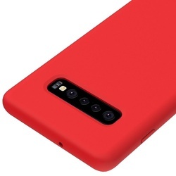 Husa telefon din silicon flexibil cu interior din material microfibra impotriva zgarieturilor , Gema Mixt pentru Samsung Galaxy S10 Plus , rosu