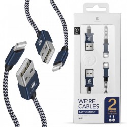 Set 2 cabluri de date si incarcare Dux Ducis K Two , 1 x Lightning 100 cm 5V 2A si 1 x Lightning 20 cm5 5V 3A , albastru