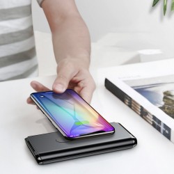 Baterie externa cu functie de stand ce suport incarcare wireless, Baseus Wifi Charger, 10000 mAh, 15W ,USB-C PD + Quick Charge 3.0 , negru