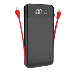 Baterie externa Dudao 2x USB power bank 10000mAh 2A cablu incorporat 3in1 Lightning / USB tip C / micro USB 3A negru (K1A negru)