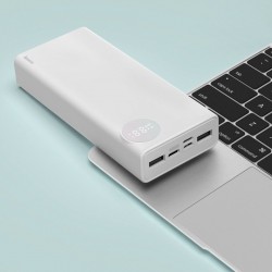 Baterie externa/Power bank 20000 mAh , Baseus Mulight cu display putere si voltmetru , compatibil cu Apple Macbook , PD3.0 QC3.0 , alb