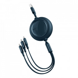 Cablu de incarcare 3in1 Baseus Bright Mirror CAMLT-MJ03, USB la Micro USB, Lightning, USB-C, 3.5A 1.2m, Albastru