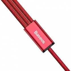 Cablu pentru incarcare pentru toate tipurile de dispozitive, Baseus Rapid USB, cu mufe Micro-USB, USB-C, Lightning, 3A, 1,2M, rosu