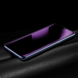 Folie din sticla full screen 3D curbata cu margini moi, filtru lumina albastra, Baseus, pentru Xiaomi Mi 9, 0.3 mm, negru