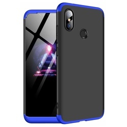 Husa 360° Matte Full Protection Gema Mixt pentru Xiaomi Redmi Note 6 Pro (fata + spate ) , negru-albastru