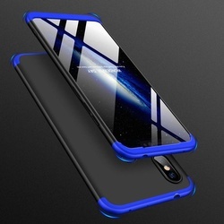 Husa 360° Matte Full Protection Gema Mixt pentru Xiaomi Redmi Note 6 Pro (fata + spate ) , negru-albastru