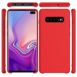 Husa telefon din silicon flexibil cu interior din material microfibra impotriva zgarieturilor , Gema Mixt pentru Samsung Galaxy S10 Plus , rosu