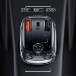 Modulator FM bluetooth 5.0 si incarcator, Baseus Quick Charge 4.0 Power Delivery USB Typ C / microSD 5A black (CCTM-B01)