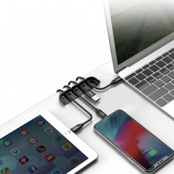Organizator pentru cabluri telefon + aplicator folie telefon pentru iPhone X/XS , Baseus Cable Fixing Magic Tool , negru