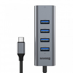 Resigilat - Adaptor USB-C la 4x USB 3.0 + HDMI, Baseus Enjoy HUB, gri