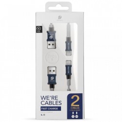 Set 2 cabluri de date si incarcare Dux Ducis K Two , 1 x Micro Usb 100 cm 5V 2A si 1 x Micro Usb 20 cm 5V 3A , albastru