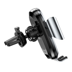 Suport auto din aluminiu si sticla securizata , Baseus Smart cu prindere automata , senzor infrarosu , IOS , Android , gri