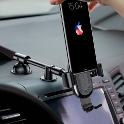 Suport auto pentru telefon cu incarcare wireless QI si brat flexibil , Baseus Heukji Fast charge , Negru