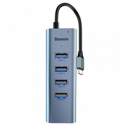 Adaptor USB-C la 4x USB 3.0 + USB-C (mama), Baseus Enjoy HUB, gri