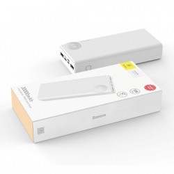 Baterie externa/Power bank 20000 mAh , Baseus Mulight cu display putere si voltmetru , compatibil cu Apple Macbook , PD3.0 QC3.0 , alb