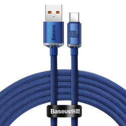Cablu Baseus Crystal Shine USB la USB-C, 2 m (albastru)