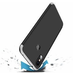 Husa 360° Matte Full Protection Gema Mixt pentru Xiaomi Redmi Note 6 Pro (fata + spate ) , negru-gri