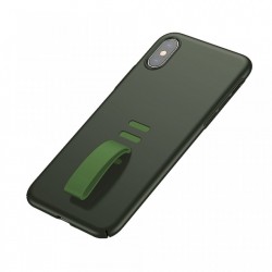 Husa telefon, Baseus Little Tail, cu curea ajustabila din silicon, pentru iPhone XS / X, negru+verde