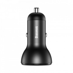 Incarcator auto + cablu Type-c la Type-c, Baseus USB / USB Type C 45 W 5 A SCP Quick Charge 4.0+ Power Delivery 3.0 LCD display black (TZCCBX-C0G)