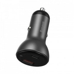 Incarcator auto cu display USB / USB Type C 45 W 5 A SCP Quick Charge 4.0+ Power Delivery 3.0 gri (CCBX-C0S)