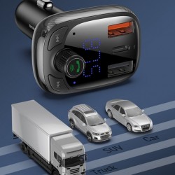 Modulator FM bluetooth 5.0 si incarcator, Baseus Quick Charge 4.0 Power Delivery USB Typ C / microSD 5A black (CCTM-B01)