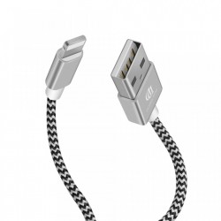Set 2 cabluri de date si incarcare Dux Ducis K Two , 1 x Lightning 100 cm 5V 2A si 1 x Lightning 20 cm 5V 3A , silver