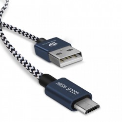 Set 2 cabluri de date si incarcare Dux Ducis K Two , 1 x Micro Usb 100 cm 5V 2A si 1 x Micro Usb 20 cm 5V 3A , albastru
