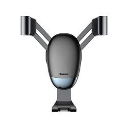 Suport auto din aluminiu cu spatiu pentru cablu incarcare , Baseus Mini Gravity , prindere in ornament ventilatie , negru