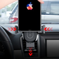 Suport auto pentru telefon cu incarcare wireless QI si brat flexibil , Baseus Heukji Fast charge , Negru