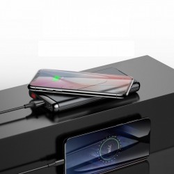 Baterie externa cu functie de stand ce suport incarcare wireless, Baseus Wifi Charger, 10000 mAh, 15W ,USB-C PD + Quick Charge 3.0 , negru