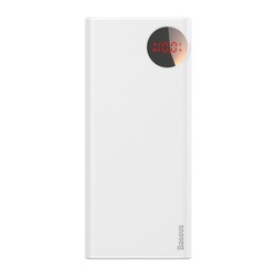 Baterie externa/Power bank 20000 mAh , Baseus Mulight cu display putere si voltmetru , compatibil cu Apple Macbook , PD3.0 QC3.0 , alb