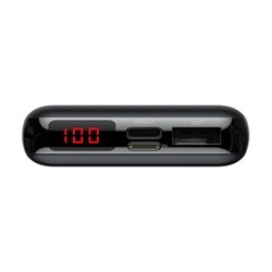 Baterie externa/Power bank mini cu ecran digital , Baseus Mini S , 10000 mAh USB + USB-C PD + Lightning , negru