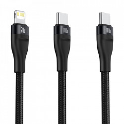 Cablu Baseus Flash Series 2in1 USB Typ C - USB Typ C / Lightning fast charging Power Delivery Quick Charge 100 W 1,2 m black (CA1T2-F01)
