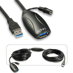 Cablu prelungitor USB 3.0, activ, 10 m, Lindy
