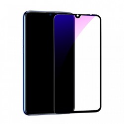 Folie din sticla full screen 3D curbata cu margini moi, filtru lumina albastra, Baseus, pentru Xiaomi Mi 9, 0.3 mm, negru