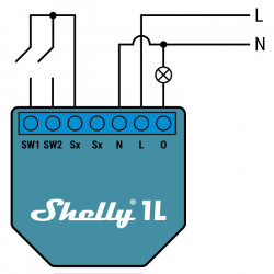 Releu inteligent pentru automatizari Shelly 1L, Wi-Fi, 20 W, Control aplicatie, Compatibil cu Amazon Alexa & Google Assistant
