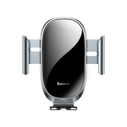 Suport auto din aluminiu si sticla securizata , Baseus Smart cu prindere automata , senzor infrarosu , IOS , Android , gri