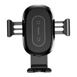 Suport auto pentru telefon cu incarcare wireless QI si brat flexibil , Baseus Heukji Fast charge , Negru