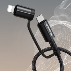 Cablu Joyroom 4in1 multifunction fast charging USB Type C / USB - USB Type C / Lighting Quick Charge Power Delivery 3 A 60 W 1,2 m black (S-1230G3)