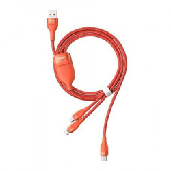Cablu USB 3in1 Baseus Flash Series, USB-C + micro USB + Lightning, 40W, 5A, 1.2m (portocaliu)