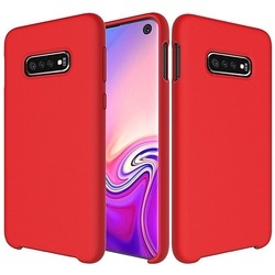 Husa telefon din silicon flexibil cu interior din material microfibra impotriva zgarieturilor , Gema Mixt pentru Samsung Galaxy S10E , rosu