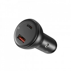 Incarcator auto cu display USB / USB Type C 45 W 5 A SCP Quick Charge 4.0+ Power Delivery 3.0 gri (CCBX-C0S)