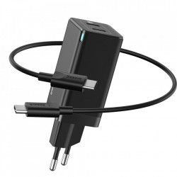 Incarcator priza Baseus GaN PPS 60 W (20 V / 3 A) 2x USB Typ C Quick Charge 3.0 Power Delivery SCP FCP AFC (gallium nitride) black (CCGAN-M01)