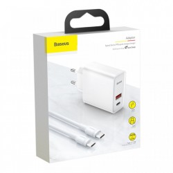Incarcator priza + cablu Type C, Baseus Speed PPS Quick charger C+U 30W EU USB / USB Type C PD Quick Charge 3.0 QC3.0 + USB Type C
