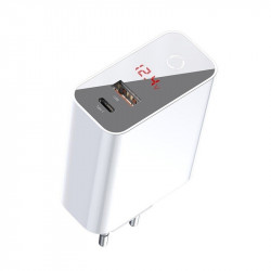 Incarcator rapid USB + USB-C Baseus PD + QC 3.0 45W (alb)
