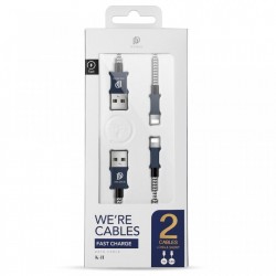 Set 2 cabluri de date si incarcare Dux Ducis K Two , 1 x Lightning 100 cm 5V 2A si 1 x Lightning 20 cm5 5V 3A , albastru