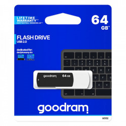 Stick USB Goodram pendrive 64 GB USB 2.0 20 MB/s (rd) - 5 MB/s (wr) flash drive black and white (UCO2-1280KWR11)